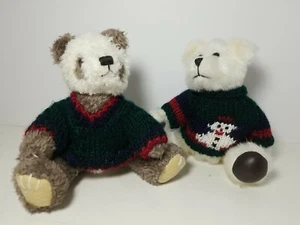 Lot of 2 - Hugfun 1998 Teddy Bear Plush - Jointed - Sweater Christmas - Vintage - Picture 1 of 8
