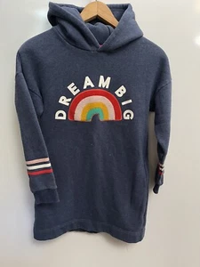 Boden dress "Dream Big" GIRLS 11-12 RAINBOW HOODIE NAVY w POCKETS HEAVYWEIGHT - Picture 1 of 6