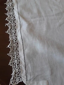 ancien tissu fin dentelle au carreau jours main @curtain old - Picture 1 of 4