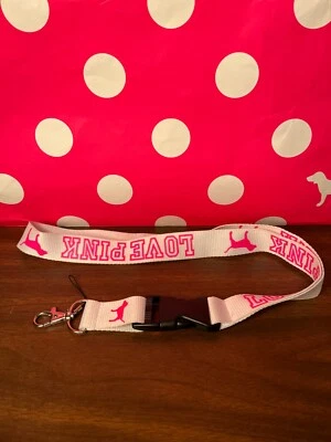 Victoria's Secret PINK Lanyard Keychain White & Pink NEW - Image 1 of 3
