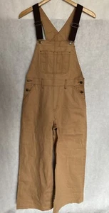 X-GIRL Sz M Beige Straight Wide Leg Cotton Lightweight Womens Bib Overalls $170 - Picture 1 of 15