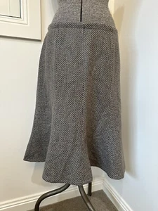 Vintage handmade wool tweed a line panel skirt brown blue beige 12 14 M L - Picture 1 of 8
