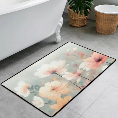 Alfombra de baño alfombra 20x31 pulgadas diseño 312 flores floral verde naranja Foto 1 de 4