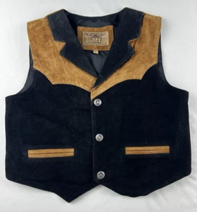 Saguaro West by Roper Little Kids Vest 100% Genuine Leather Suede Black & Brown - Picture 1 of 10