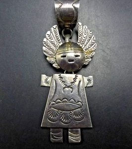 RARO Vintage MADERA DE ESTHER Navajo Plata Esterlina SHALAKO Cara de Sol COLGANTE/PIN - Imagen 1 de 13