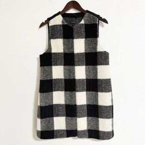 Talbots Wool Blend Buffalo Check Vest Black White Size S - Picture 1 of 11