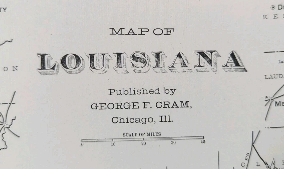 Mapa LOUISIANA 1901 22"x14" Antiguo Antiguo Original BATON ROUGE NUEVA ORLEANS Foto 1 de 4