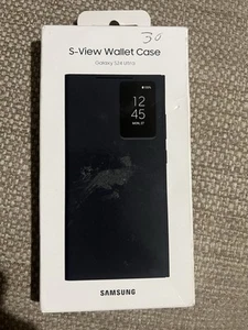GENUINE Samsung S-View Wallet Cover Case Galaxy S24 Ultra EF-ZS928CBEGUS - Black - Picture 1 of 6