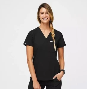 Figs Catarina One-Pocket Top Black Scrub Shirt Womens Size Xs - Picture 1 of 3