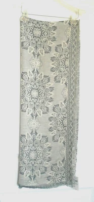 J.JILL 27x74 Soft Grey Floral Design Viscose Cotton Blend Scarf / Wrap New w/Tag - Image 1 of 4