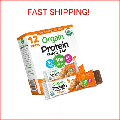 Barritas de proteína vegana orgánica Orgain, mantequilla de maní - 10 g de proteína vegetal, baja  Foto 1 de 2