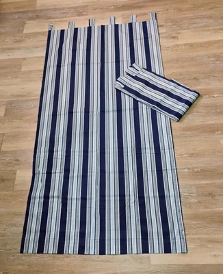 Комплект из 2 занавесок Mainstays синие хаки для парусной лодки в полоску верхняя панель 39,5x84 - Изображение 1 из 4