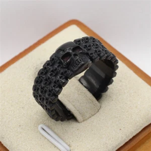 Men Retro Gothic Death Skull Ring Stainless Steel Cocktail Party Biker Statement - Picture 1 of 89