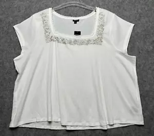 Torrid Top Women 4X White Embroidered Boho Waffle Knit Semi Sheer Festival Light - Picture 1 of 12
