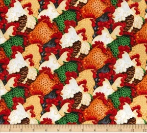 Fabric Roosters Full Cotton Henry Glass 1/4 yard 1975-82 - Picture 1 of 5
