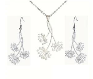BRIGHTON BEACH Dandelion Flower Necklace Set Stainless Steel - Picture 1 of 5