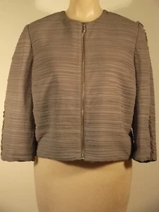 Chaqueta delantera St. John SoCa con cremallera topo, M, escalonada y con volantes, chaqueta de noche - Imagen 1 de 9