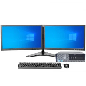 Dell Dual Monitor Screen SFF/DT PC SET - Intel i7 16GB RAM 512GB SSD/HDD W10 Pro - Picture 1 of 9