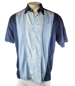 Camisa estilo guayabera Havanera Co. para hombre - diseño de panel azul ombre (talla XL) - Imagen 1 de 4