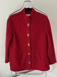 Talbots Vintage Boiled Wool Red Toggle Sweater Jacket Size PS - Picture 1 of 5