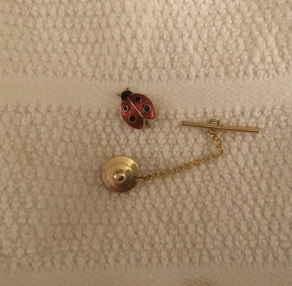 LADY BUG  TIE TACK RED AND BLACK ENAMEL - Image 1 of 1