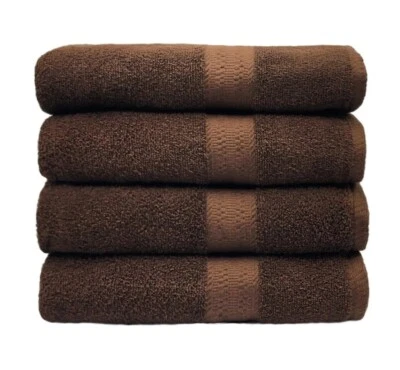"Toallas de baño marrones (paquete de 4) grandes 100 % algodón - suaves 30"" x 54""" Foto 1 de 4