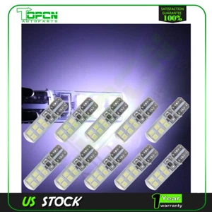 10Pcs 6000K LED Canbus Error Free Silica Backup Light Bulbs T10 W5W 12SMD White - Picture 1 of 9