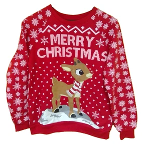 Rudolph the Red-Nosed Reindeer Christmas Crewneck Sweatshirt Women's M (7-8) - Picture 1 of 11