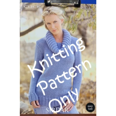 New Sirdar 8830 Click Easy Knit Ladies Turtleneck Sweater Knitting Pattern - Image 1 of 2