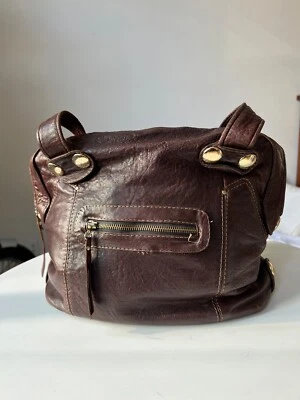 GUSTTO "Setelah" Cuero Marrón Extra Grande Bolso de Mano Cartera Hobo Cartera Foto 1 de 4