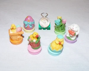 Lot Miniature Dollhouse Easter Figurine Craft Stamps Chick Bunny Rabbit Flowers - Picture 1 of 3