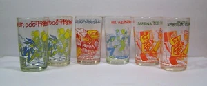 Cartoon Saft Glas Becher Roadrunner Bugs Bunny Archie Sabrina Vintage 6 Stück - Bild 1 von 7
