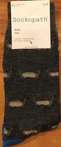 Sockopath Dogs Crew Socks Mens Shoe Size 6-12 Black 1 Pair $15 Dog - Picture 1 of 3