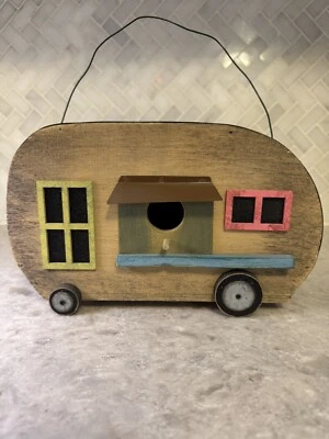 Summer Camper Birdhouse Vintage Travel Trailer Wood and Metal Decor NEW - Image 1 of 4