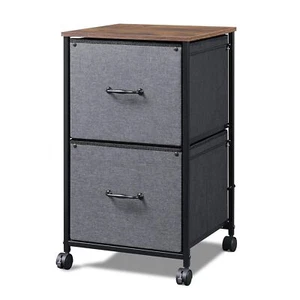 2 Drawer Mobile File Cabinet Rolling Printer Stand Fabric Vertical Filing Cabine - Picture 1 of 8