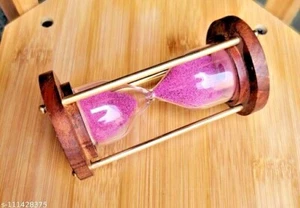 Antique decorative timer Wooden and Brass Sand Timer Hour 5 min approx timer. - Picture 1 of 3