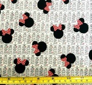 Tina Scrap Mini Minnie mouse head Red Bow Polka dot FABRIC 9"x21" 100% COTTON - Picture 1 of 1