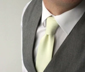 Mens Tie Necktie 3.14" Solid Champagne Wedding Groom CANARY Light Yellow - Picture 1 of 10