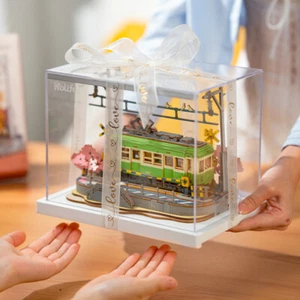 Rolife Sakura Journey Tram Car 3D Wooden Puzzle Model Toys Decor Holiday Gifts - Picture 1 of 13