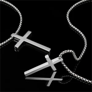 Pure Titanium Cross Pendant Necklace Anti-Allergic Men Women Fashion Jewelry - Picture 1 of 15