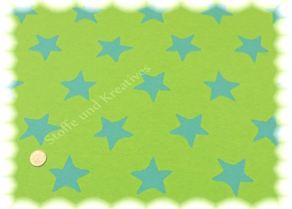 Jaquard Sterne grün Sweat Strick 195 cm breit 50 cm Sternenstoff Strickstoff - Bild 1 von 1