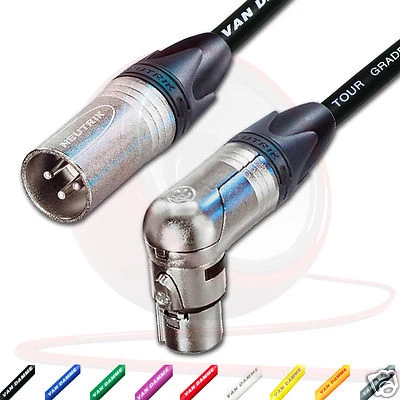 Van Damme Neutrik rechtwinklige Buchse XLR auf XLR Kabel. Balanced Leads 10 6 3 m