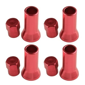 4set Aluminum Alloy Red Car Tire Wheel Stem Air Valve Hex Caps & Sleeve Cover yp - Picture 1 of 5