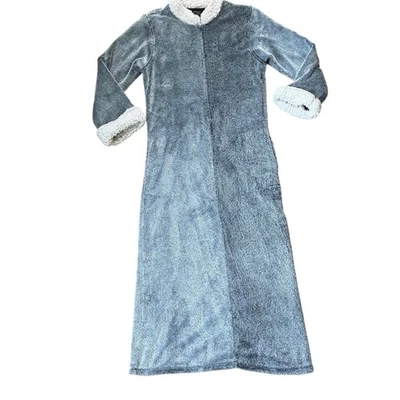 Abrigo de casa albornoz caftán con cremallera Natori talla S Sherpa polar difuso gris acogedor  Foto 1 de 4