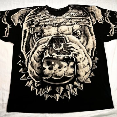 复古 1996 年液体蓝色黑色 T 恤公牛狗黑帮猫吸尺寸 XL(?) -阅读 — 第 1/4 张图片