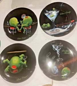 Canape Plates Michael Godard Olive Party set of 4 with box 6 inch - Picture 1 of 10