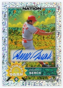 2025 Leaf Baseball Nation Johnny Bench, Reds (1/1) Saturday Auto Sparkles Silver - Picture 1 of 2
