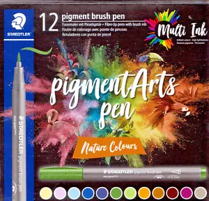 Staedtler Pigment Nature Colours Colours Pen Pack of 12 NEW GENUINE - Picture 1 of 1