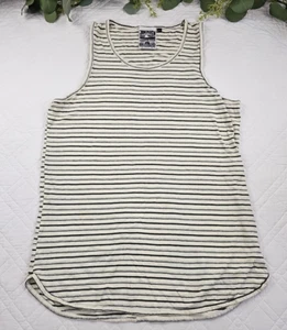 Camiseta sin mangas Jungmaven blanca y gris a rayas para hombre talla XL mezcla de cáñamo y algodón - Imagen 1 de 7