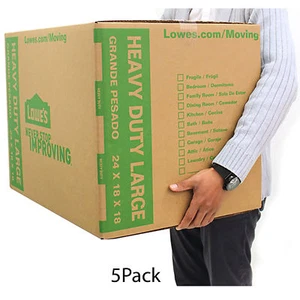 5 Pack Large Heavy Duty Cardboard Boxes 24" x 18" Moving Plain Shipping Packing - Picture 1 of 12